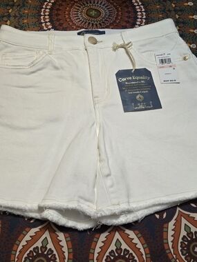 Democracy Cream High Waist Frayed Hem Shorts